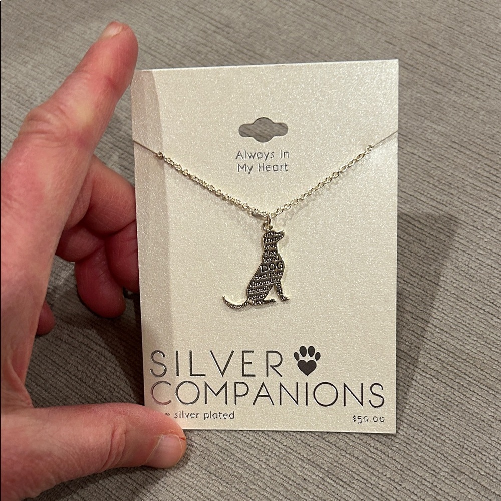 NWT Dog silver plated, - silver companions Pendant Necklace
